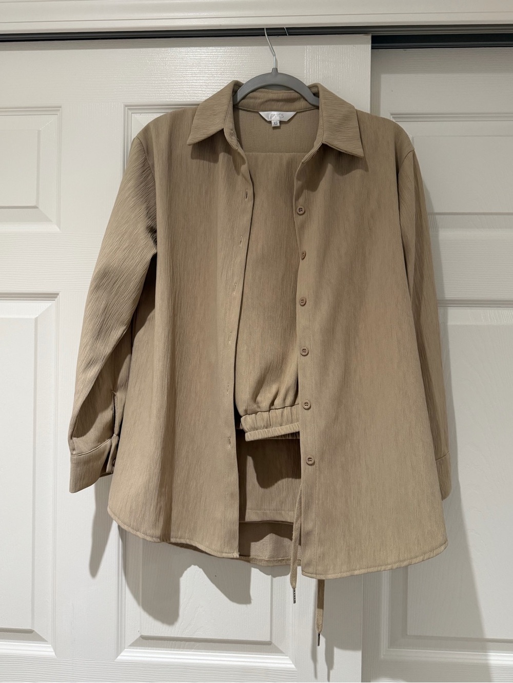 Fares Sand Wavy Matching Set Button Up and Pants XS